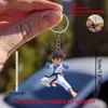 Novo Pingente de Menino Boxeador Cruz de Acrílico Decoração de Interior de Carro Espelho Retrovisor Pingente de Chaveiro