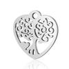 Colgante de árbol de la vida pulido de alto grado con espejo de acero inoxidable, accesorios de joyería de acero de titanio para bricolaje, colgante de árbol pequeño con forma de corazón de melocotón