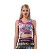 Conjunto deportivo con estampado navideño para mujer, estilo europeo y americano, para yoga, correr, deportes, chaleco y pantalones, dos piezas