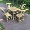 Mesas y Sillas de Bambú de Casa de Té Antigua de Chengdu para Preparar Té Alrededor de la Estufa, Juego de Mesa y Sillas de Bambú para Patio Exterior, Mesas y Sillas de Bambú para Restaurante de Hot Pot