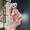 Chaveiro de Coelho com Cabeça de Desenho Animado e Glitter Pingente Exquisito para Meninas Pingente com Contas Acessórios para Carro Pingente de Alta Qualidade