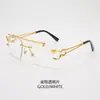 Gafas de Sol de Moda Transfronterizas 2024 Serie Europea y Americana Gafas de Sol sin Marco de Venta Caliente Monturas de Gafas con Cabeza de Leopardo al por Mayor Modernas para Exteriores