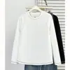 Blusa Feminina Plus Size Estilo Novo de Primavera Simples Versátil Manga Longa com Costura Visível 100kg Casual Roupa de Baixo Blusa 9525