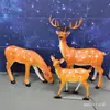 Família de Veados 1,3m Veado de Pescoço Torto Forma de Animal Lâmpada de Paisagem Veado Luminoso de Fibra de Vidro Artesanato de Resina