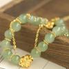 Leve luxo high-end Hetian Jade pulseira Peach Blossom Ginkgo Leaf Dupla camada empilhada frisado pulseira feminina Vintage Pulseira Estilo Nacional