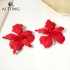 Brincos Aitong Jewelry Venda Quente Transfronteiriça Design Geométrico Plissado Exagerado Europeu e Americano Flor Geométrica Estereoscópica Assimétrica
