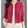 Cárdigan de punto con capucha y cremallera para mujer, nuevo para otoño e invierno 2026, chaqueta suéter corta de moda