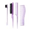 Set de Cuatro Piezas de Peine Transparente de Colores con Purpurina Cepillo de Cejas de Doble Punta Cepillo para Bordes Cepillo para Levantar el Pelo Peine de Cola Puntiaguda Peine de Dientes Anchos