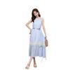 Vestido de cuello con cuentas estilo festivo vintage 2025 para mujer, verano nuevo, hombros descubiertos, cinturón, largo medio