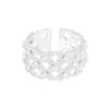 Anillo de rejilla dulce y elegante para mujer, de alta gama, exquisito, versátil, anillo abierto apilable, borde ancho, anillo de dedo índice de lujo ligero, moderno