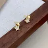 Modelo Más Vendido Transfronterizo Pendientes de Plata de Ley S925 con Forma de Estrella de Cinco Puntas Bañados en Oro de 18 Quilates para Mujer, Diseño de Moda y Popular, Pendientes de Gama Alta