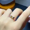 Anillo de Turmalina Natural Puro Plata de Ley S925 Incrustado Cristal Color Limpio Buena Piedra Principal aprox. 3*5mm