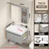Combinación de mueble de baño con lavabo cerámico integrado, almacenamiento lateral, lavabo de arco de aluminio alveolar color océano