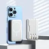 Power Bank Portátil Mini 10000mAh com Carregamento Super Rápido Magnético, Cabo Embutido, Logotipo Personalizado para Presente
