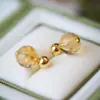 Pendientes de Plata de Ley S925 Chapados en Oro Cristal Rosa Claro Citrino Pendientes de Lujo Accesible Artesanía Exquisita