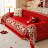 Funda Roja Festiva para Sofá Toalla Gruesa de Chenilla para Sofá Cojín de Sofá para Festival de Primavera Boda Manta Completa para Sofá