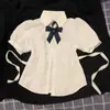 Camisa de Uniforme JK para Mujer Pura Pasión Chica Caliente Corta de Cintura Alta Ropa Exterior Estilo Preppy Ajustada Camisa de Tirantes JK