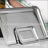 Prato Quadrado Perfurado Fundo Aço Inoxidável Bandeja Escorredora Escorredor de Legumes Bandeja de Chá Bandeja Bandeja Retangular para Cozinhar a Vapor Bandeja Filtro de Água