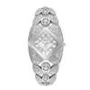 Relógio Feminino de Luxo Leve Nicho Xiaohongshu com Pulseira de Folha Cravejada de Diamantes, Bracelete Totalmente Cravejado de Diamantes de Alta Qualidade, Relógio Quadrado Geométrico a Quartzo
