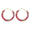 2024 Nueva Serie de Aretes Redondos de Cuentas de Arroz Estilo Bohemio Transfronterizo, Aretes Coloridos Étnicos Retro Literarios