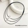 Collar Negro de Cuero Trenzado con Colgante Dorado para Mujer, Cordón de Cuero Pequeño con Colgante de Cadena para Hombre, Accesorios de Collar de Cordón de Cuero Encerado