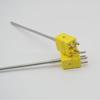 Sonda de temperatura de doble enchufe con termopar blindado tipo K, conector de enchufe grande de cuatro pines con varilla, cabezal macho y hembra