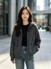 Outono Inverno Transfronteiriço Novo Estilo Cardigã de Tricô com Capuz e Zíper Casaco Feminino Estiloso Solto Emagrecedor Roupa de Fora com Capuz Cardigã de Tricô