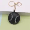 Llavero creativo nuevo de cuero PU de béisbol, colgante para bolso deportivo de mujer de cuero PU estilo europeo y americano, venta al por mayor de fábrica