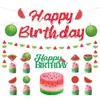 Decoración de Fiesta de Cumpleaños con Tema de Sandía Hawaiana Bandera Colgante de Feliz Cumpleaños para Bebé Adorno para Pastel de Sandía