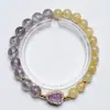 [Bruma de Miel Púrpura Estrella] Cristal de Roca Boliviano Dorado Pulsera de Cabello de Cristal para Mujer Más Fácil de Combinar Pulsera de Regalo Venta al por Mayor