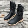 Botas de Cano Médio para Mulheres para Comércio Exterior Transfronteiriço Outono e Inverno 2026 Novas Europeias e Americanas Tamanho Grande Rebites Salto Baixo Salto Grosso Botas de Montaria Amazon