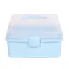 Caixa de armazenamento dobrável de três camadas de tamanho pequeno, espessa, doméstica, portátil, caixa de remédios, material de escritório para estudantes, artigos diversos, caixa de armazenamento com adesivo para mesa