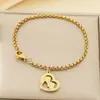 Moderna y Dulce Multi-Estilo Corazón Hueco Forma de Corazón Cadena de Perlas para Padres e Hijos de Cintura Alta Día de la Madre Acero Inoxidable Pulsera para Mamá