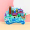 Ímãs de Geladeira de PVC de Hangzhou, Lembranças Turísticas Culturais e Criativas, Atrações da Cidade Chinesa, Itens de Presente, Adesivos Magnéticos de Desenho Animado