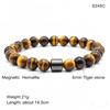 Amazon Pulsera de Piedra Negra Ojo de Tigre Pulsera de Piedra Imán Venta al por Mayor Joyería de Ágata Regalo de San Valentín
