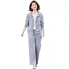 Conjunto esportivo moderno para mulheres 2026 primavera e outono novo conjunto estiloso que rejuvenesce para mães de meia-idade e idosas, roupa casual para corrida que emagrece