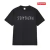 Camiseta de Algodón Pesado Moda Americana Transfronteriza Estampado de Letras Supreme Cuello Redondo Manga Corta Unisex Holgada Casual para Hombres y Mujeres