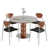 Juego de Mesa y Sillas de Comedor de Pizarra Estilo Medieval para Apartamentos Pequeños, Nuevo Modelo 2026, Mesa de Comedor Redonda de Madera Maciza Fresno Blanco