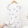 Camisola de Menina Verão Fresco Fina Estilo Princesa Vestido Pijama Bebê Seda de Gelo Roupas de Casa Infantis Saia