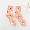 Calcetines de dibujos animados japoneses para mujer, lindos gatitos, algodón peinado, de media pantorrilla, calcetines casuales, calcetines