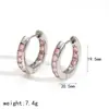Brincos de Aço Inoxidável com Zircônia Cravejada de Diamante Estilo Ins para Mulheres Moda Versátil Alta Qualidade Argola Redonda Brincos com Fecho de Titânio