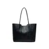 Axila Trabajo Viaje de Negocios Bolso Tote de Gran Capacidad de Gama Alta para Mujer Bolso de Hombro de Cuero Genuino de Moda para Mujer Bolso Tejido de Mano