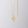 Nalan Prata S925 Diamante Anel Geométrico Colar Interligado Feminino Estilo Coreano Moda Corrente para Clavícula D9186