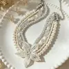 Collar Gargantilla Vintage Resistente con Perlas y Pedrería para Mujer, Cadena para Clavícula Estilo de Corte, Cadena para el Cuello Elegante de Lujo Ligero Tendencia