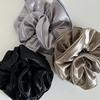 Scrunchie Grande de Doble Capa con Borde de Satén de Alta Gama Estilo Coreano para Mujer, Elegante Liga para el Cabello para Cola de Caballo