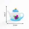 Taza de Té Cerámica Impresa Retro Nostálgica Tetera Juguete de Comida Casa de Muñecas Accesorios de Decoración DIY Adornos en Miniatura
