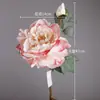 Flores Artificiales de Lujo de Gama Alta para Interiores Calidad Óleo Decoración de Arreglo Floral Decoración Transfronteriza Flor de Peonía de 2 Cabezas con Borde Quemado Venta al por Mayor