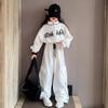 Traje Casual de Estilo Coreano para Niñas Mayores Primavera y Otoño Nuevo Estilo Estilo Extranjero Chaqueta Cárdigan con Letras Pantalones de Moda Conjunto de Dos Piezas