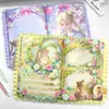 Caderno B5 com Renda de Florista, Fivela Magnética, Novo Estilo, Capa de Couro de Desenho Animado/Anime, Diário Estético