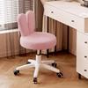 Cadeira de Maquiagem com Orelha de Coelho Estilo Creme Cadeira de Pele de Cordeiro Cadeira com Encosto para Computador de Quarto Banquinho de Maquiagem Levantamento Desenho para Salão de Unhas